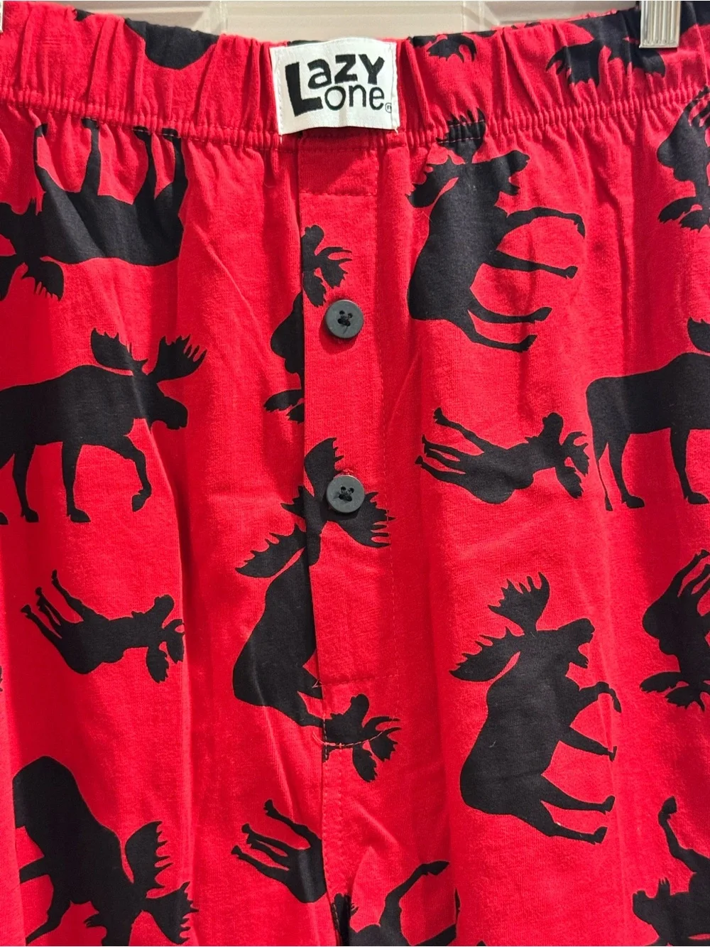 NEW Lazy One Men’s Red Moose-Print Boxer Shorts 100% Cotton Sz. XXL Loungewear